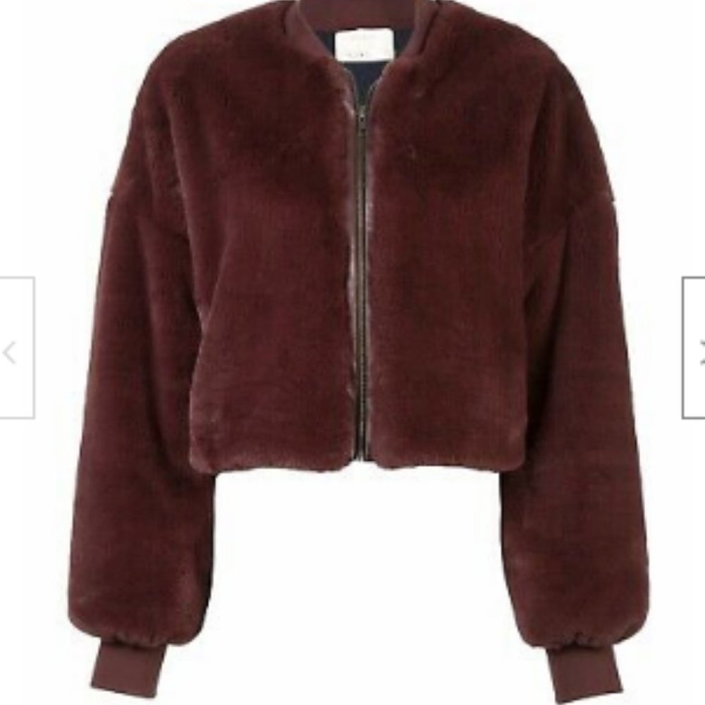 NICOLE MILLER Faux Fur Bomber Jacket - Picture 6 of 8